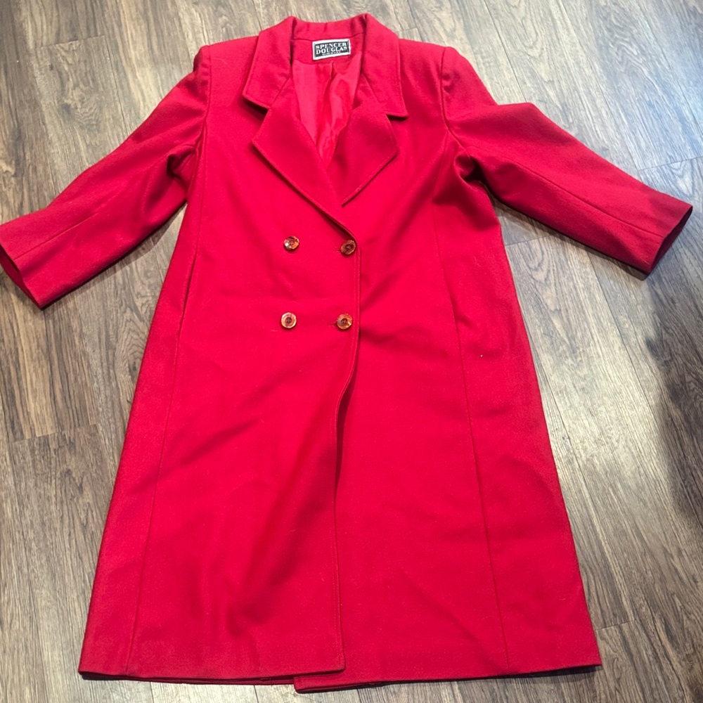 Vintage Chic Red Double-Breasted Trench Coat